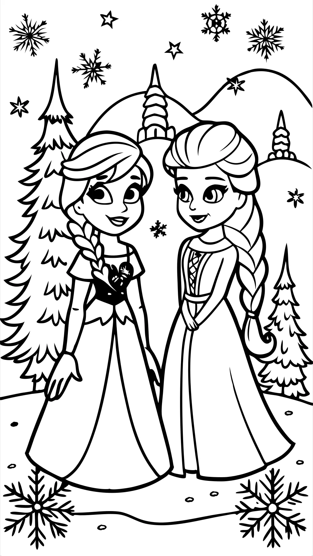 coloriage elsa anna